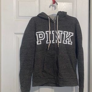 PINK gray Zipper hoodie